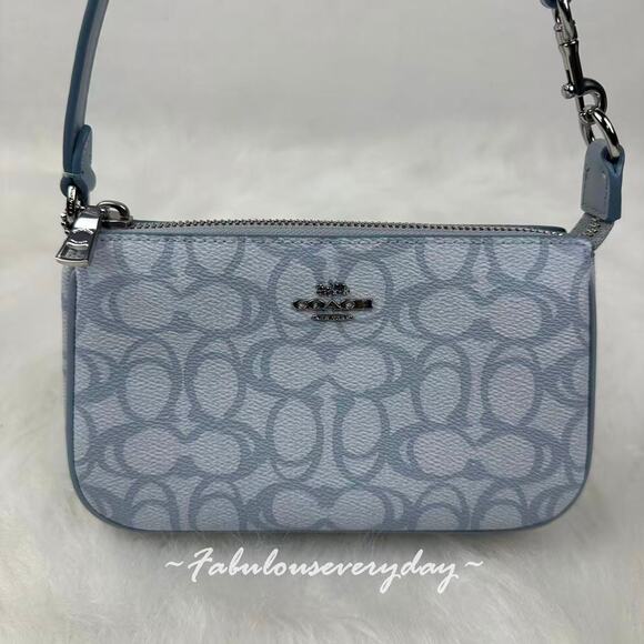 Coach Nolita 19 Shoulder Bag Wristlet In Sketch Signature Canvas CBM72 Ice Blue - Picture 3 of 8